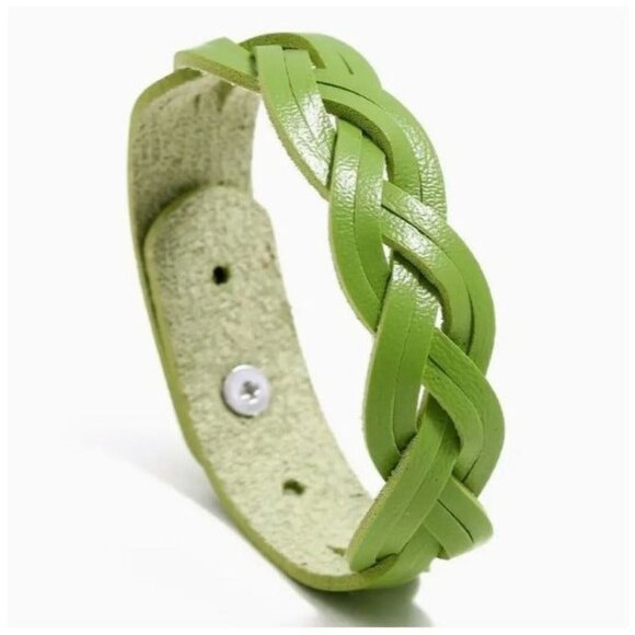 Color Glee Jewelry - Rory Elyse Braided Candy Color Woven Leather Bracelet Green Gift Packaged